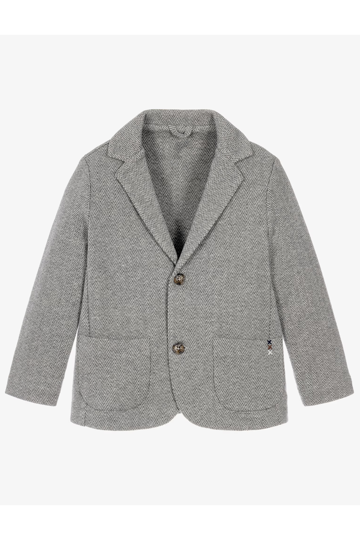 Light Grey Herringbone Single Breasted Blazer Jacket