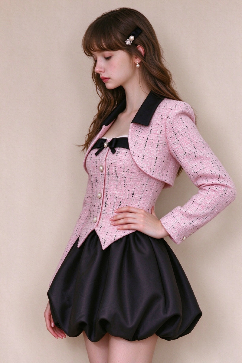 Pink Tweed 2-piece Flower Girl Dress