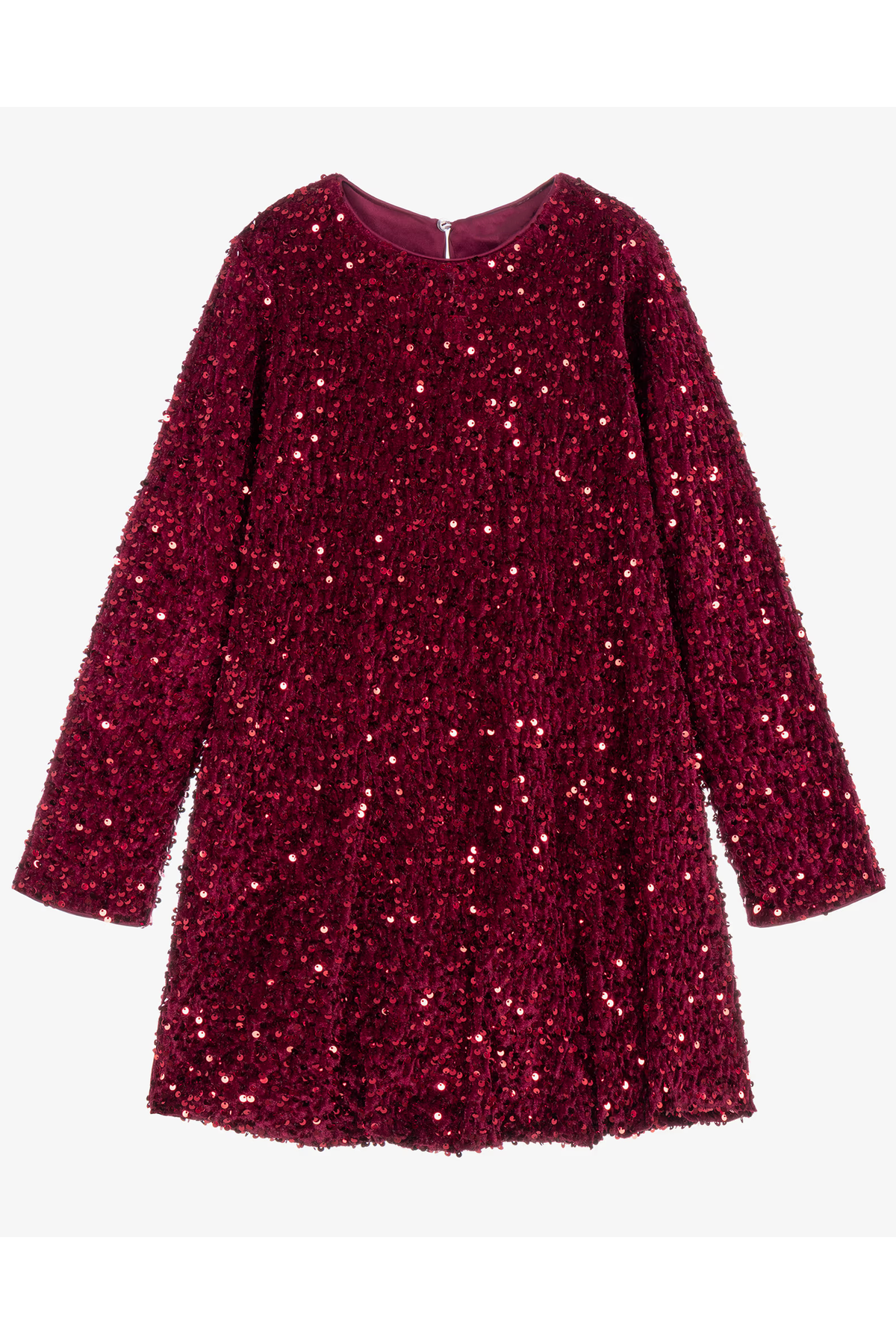 Light Pink Sequin Velvet Long Sleeve A-Line Party Dress