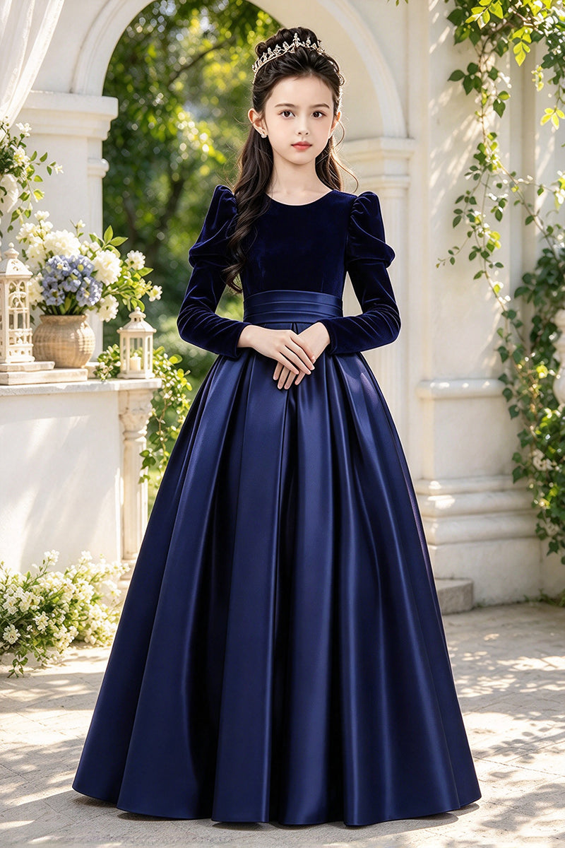 Girls Burgundy Velvet Sati Dress