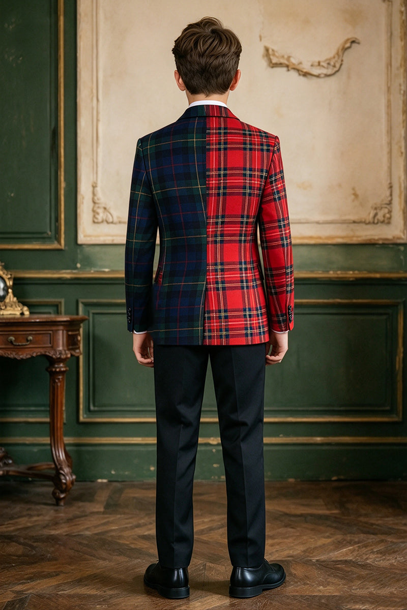 Boys Color Block with Notched Lapel 2-Piece Suit
