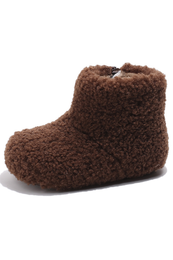 Kids Ivory Faux Fur Warm Ankle Boots