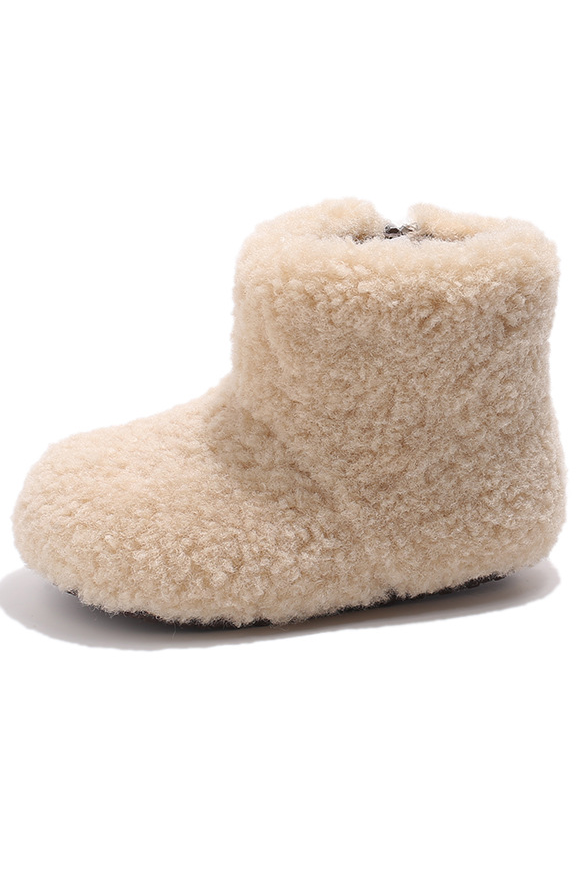 Kids Ivory Faux Fur Warm Ankle Boots