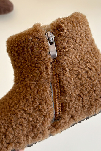 Kids Ivory Faux Fur Warm Ankle Boots