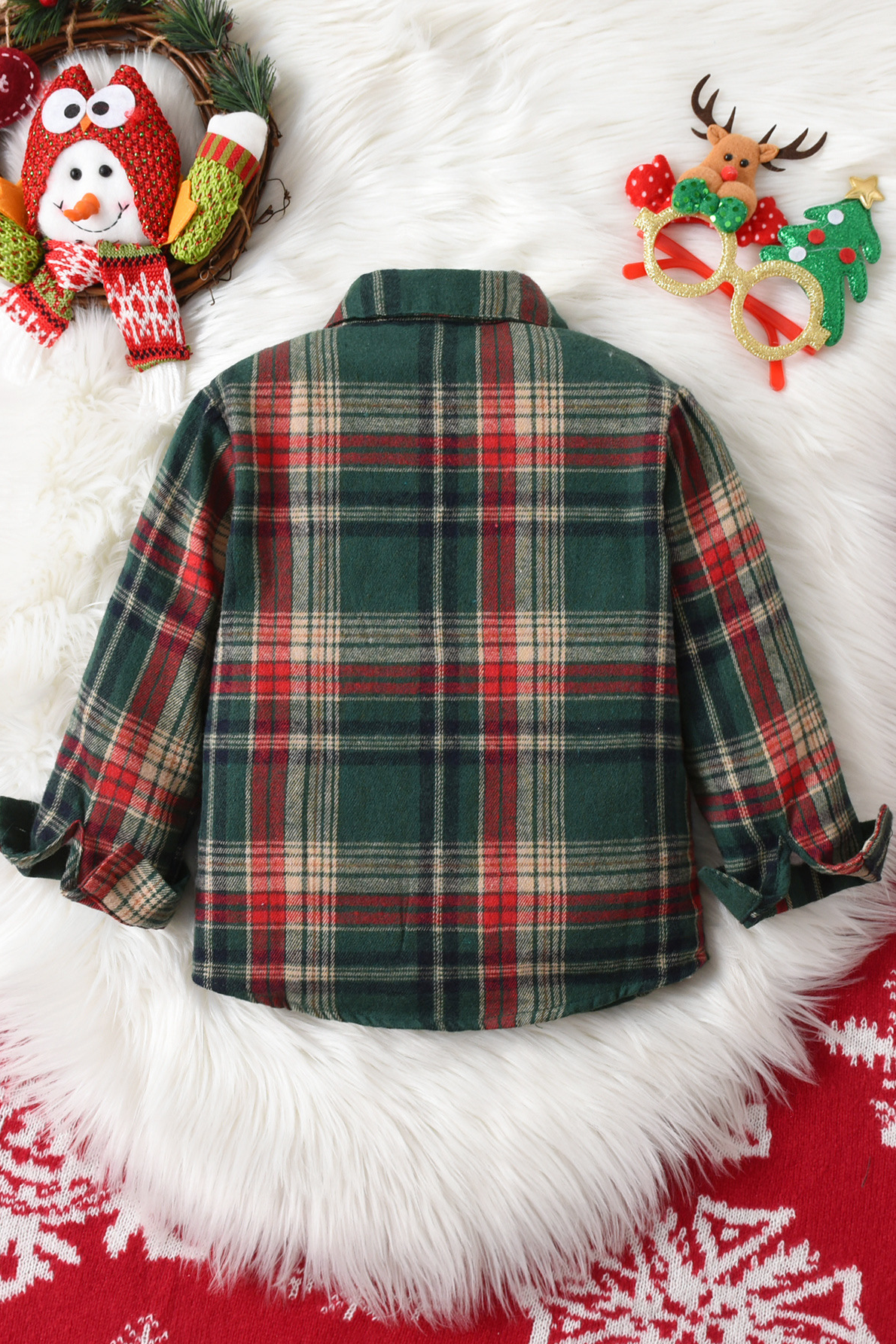 Green Plaid Long Sleeve Button Down Shirt