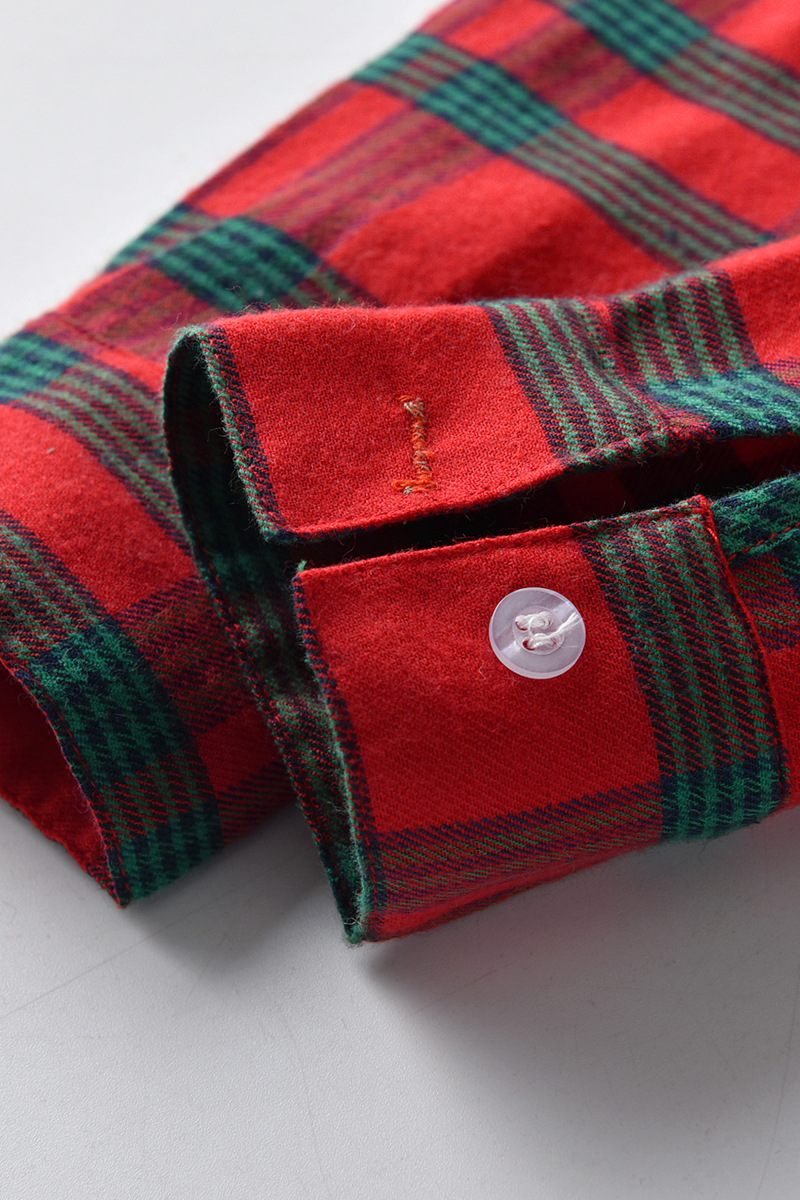 Red Plaid Long Sleeve Button Down Shirt