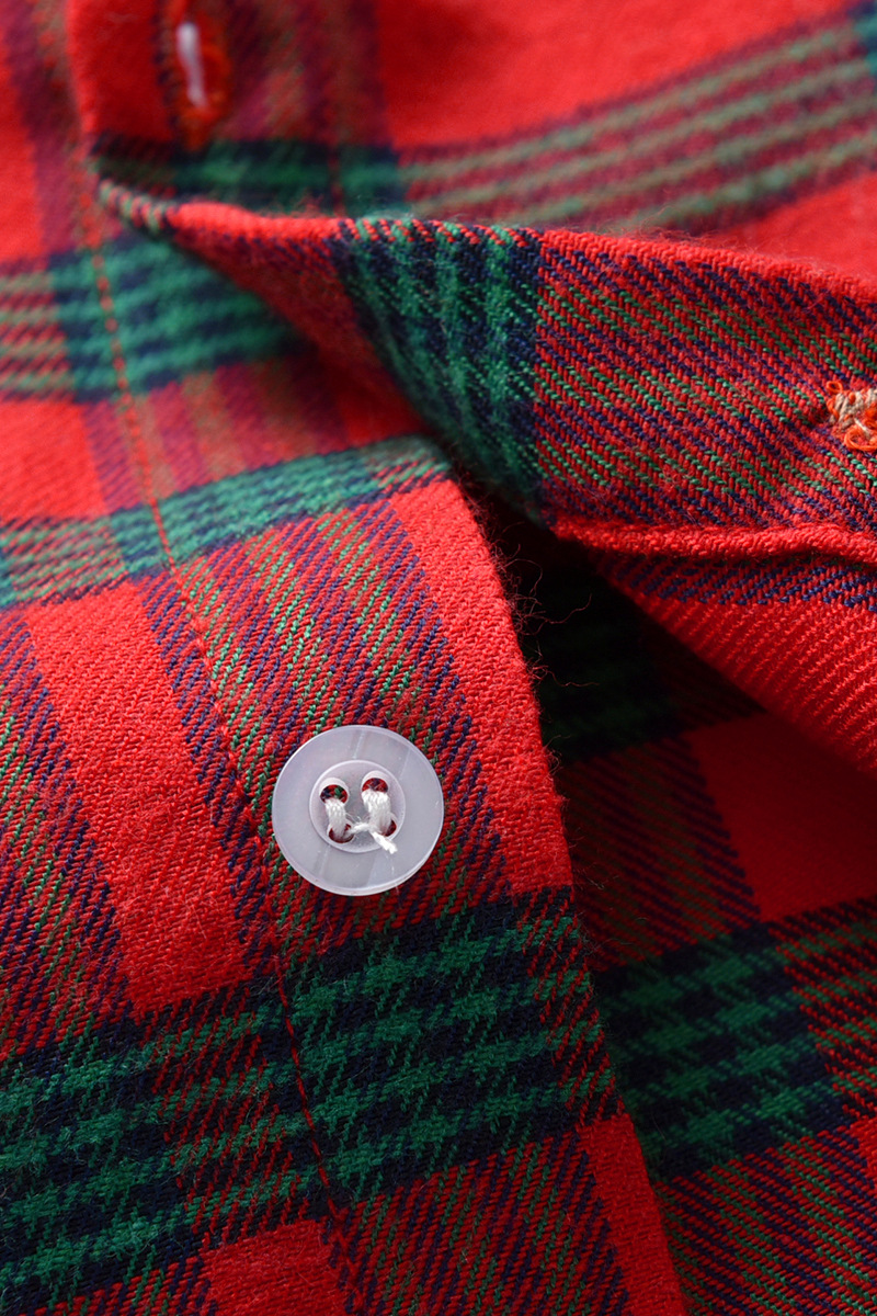 Red Plaid Long Sleeve Button Down Shirt