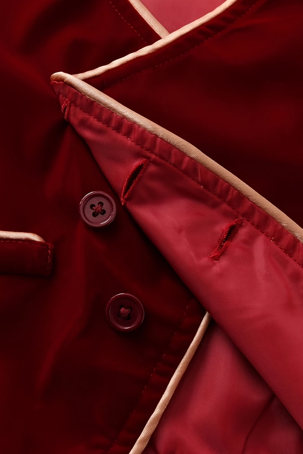 Burgundy Velvet Trimmed Vest 2-Piece Set