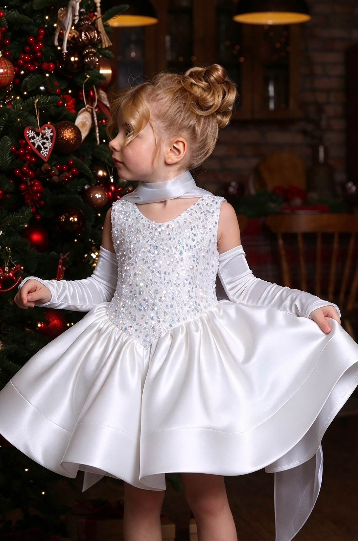 Light Blue Velvet Sequin Satin A-Line Party Dress