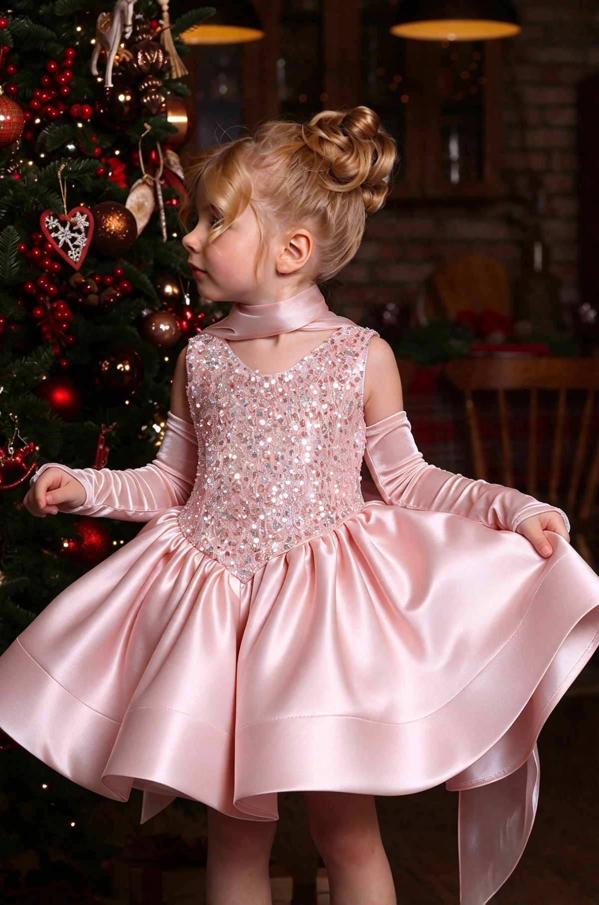 Light Blue Velvet Sequin Satin A-Line Party Dress