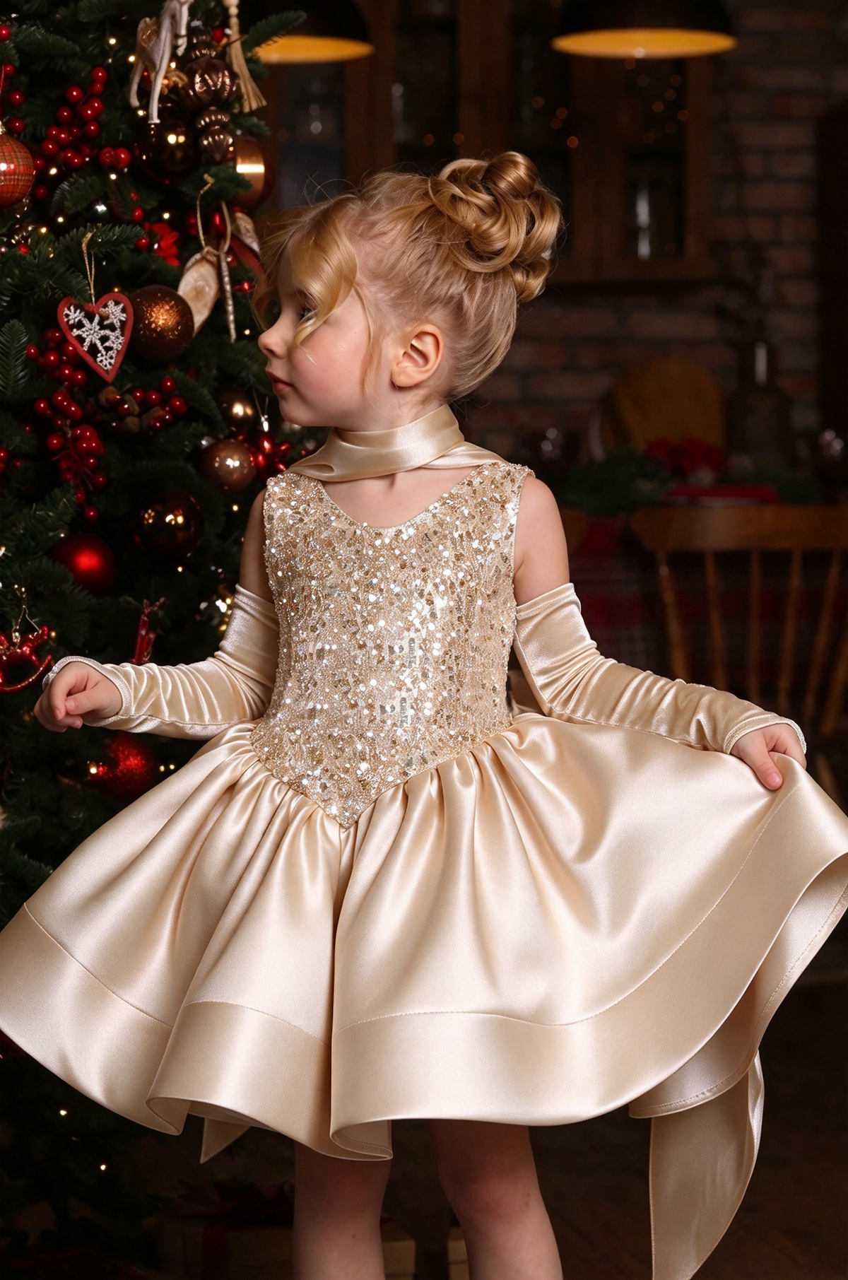 Light Blue Velvet Sequin Satin A-Line Party Dress