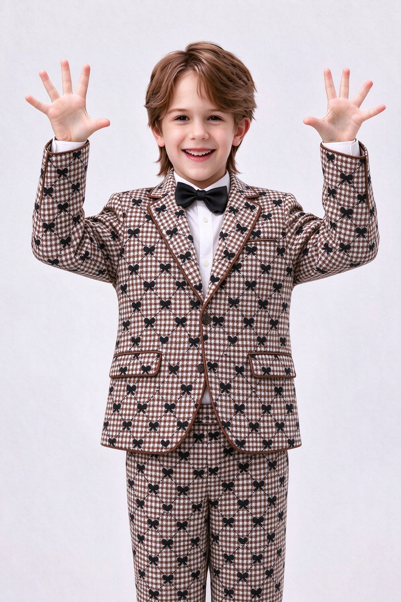 Pink Plaid with Bow Single-Breasted 2-Piece Suit