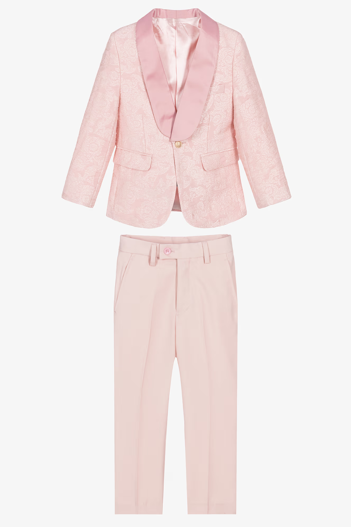 Pink Jacquard Single Breasted Boys Suit Formal 2-Piece Suit