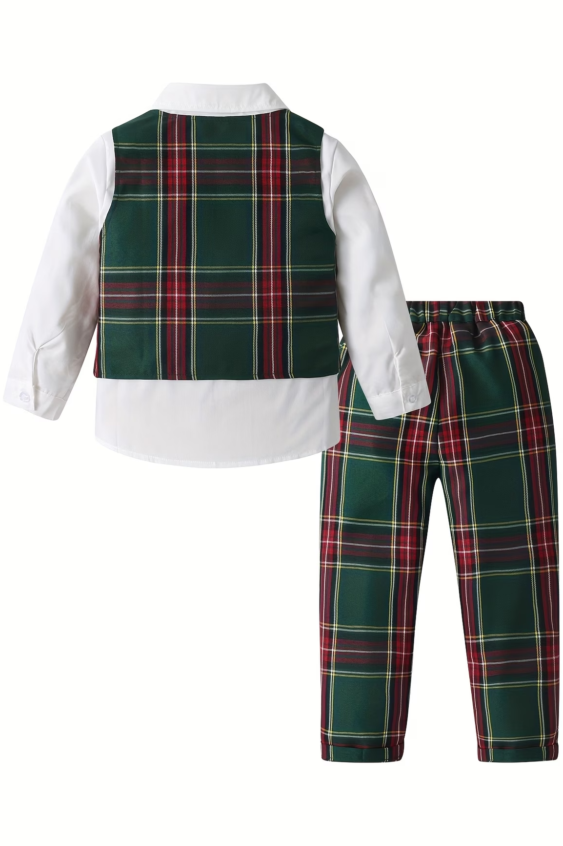Green Tartan Boys Christmas Vest Suit 2 Piece Set