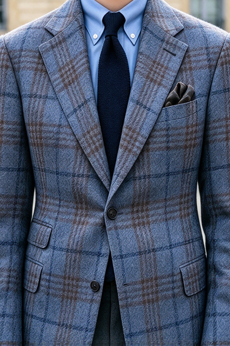 Boys Grey Plaid with Notched Lapel 2-Piece Suit