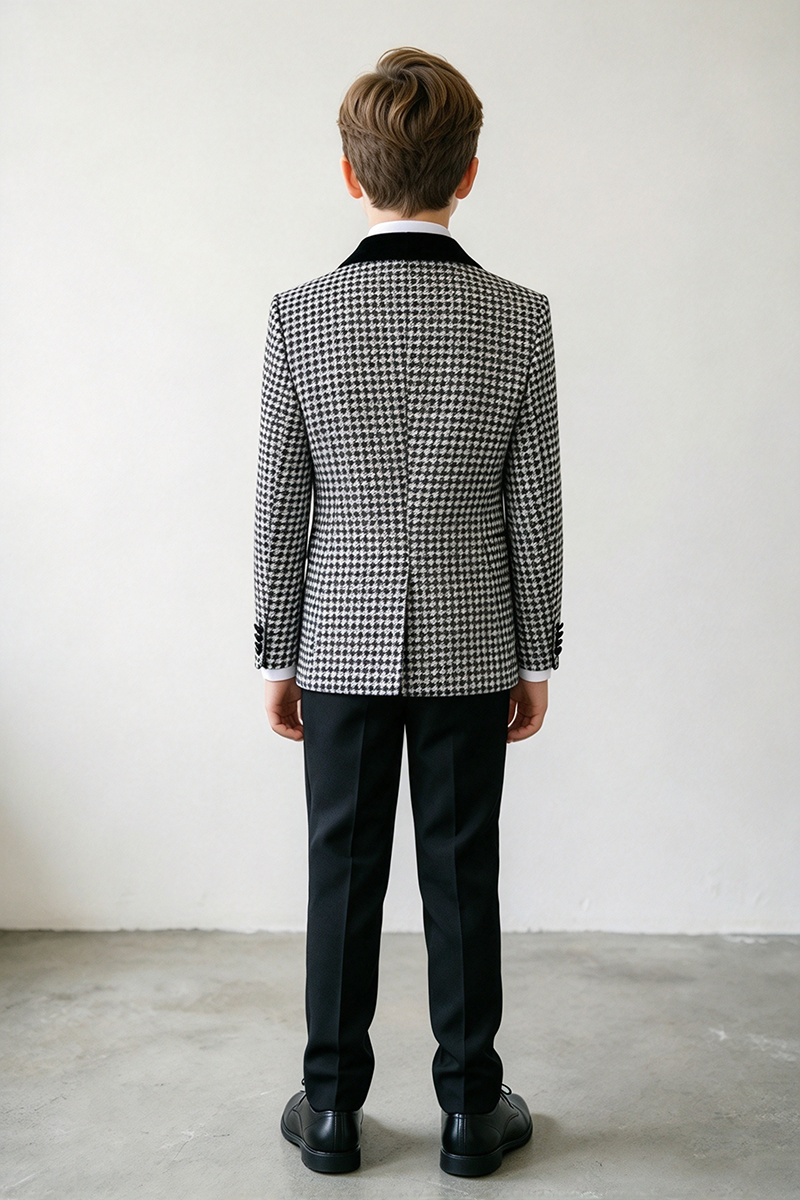Boys Houndstooth Tuxedo 3-Piece Suit
