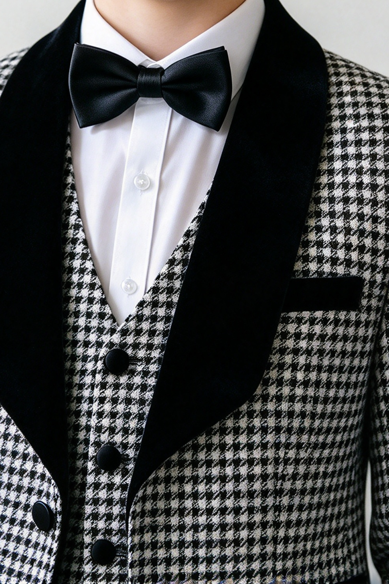 Boys Houndstooth Tuxedo 3-Piece Suit