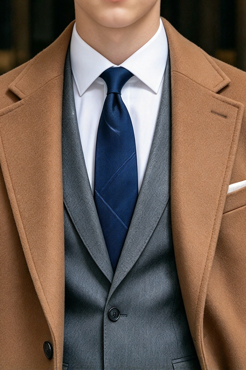 Boys Camel Overcoat 3-Piece Suit Set