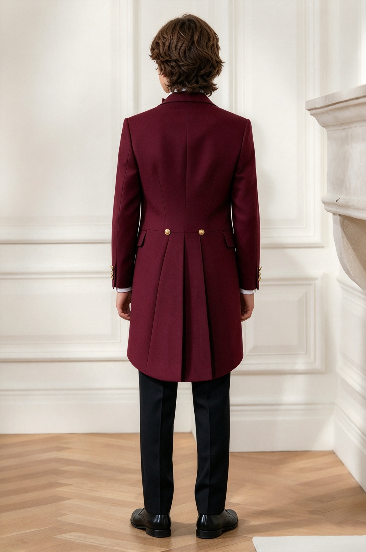 Burgundy Double Breasted Long Tailcoat Formal 2-Piece Suit