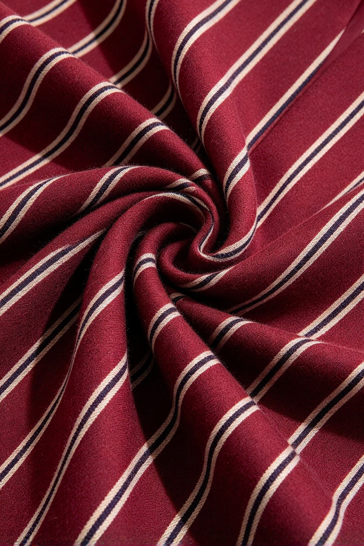 Burgundy Cream Striped Single Breasted 2-Piece Formal Suit Set