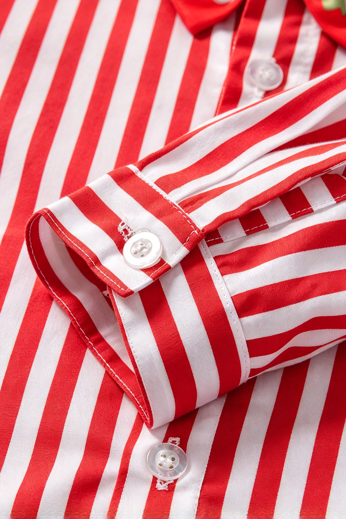 Red Striped Shirt & Green Pants with Bow Tie Christmas Suspender Outfit