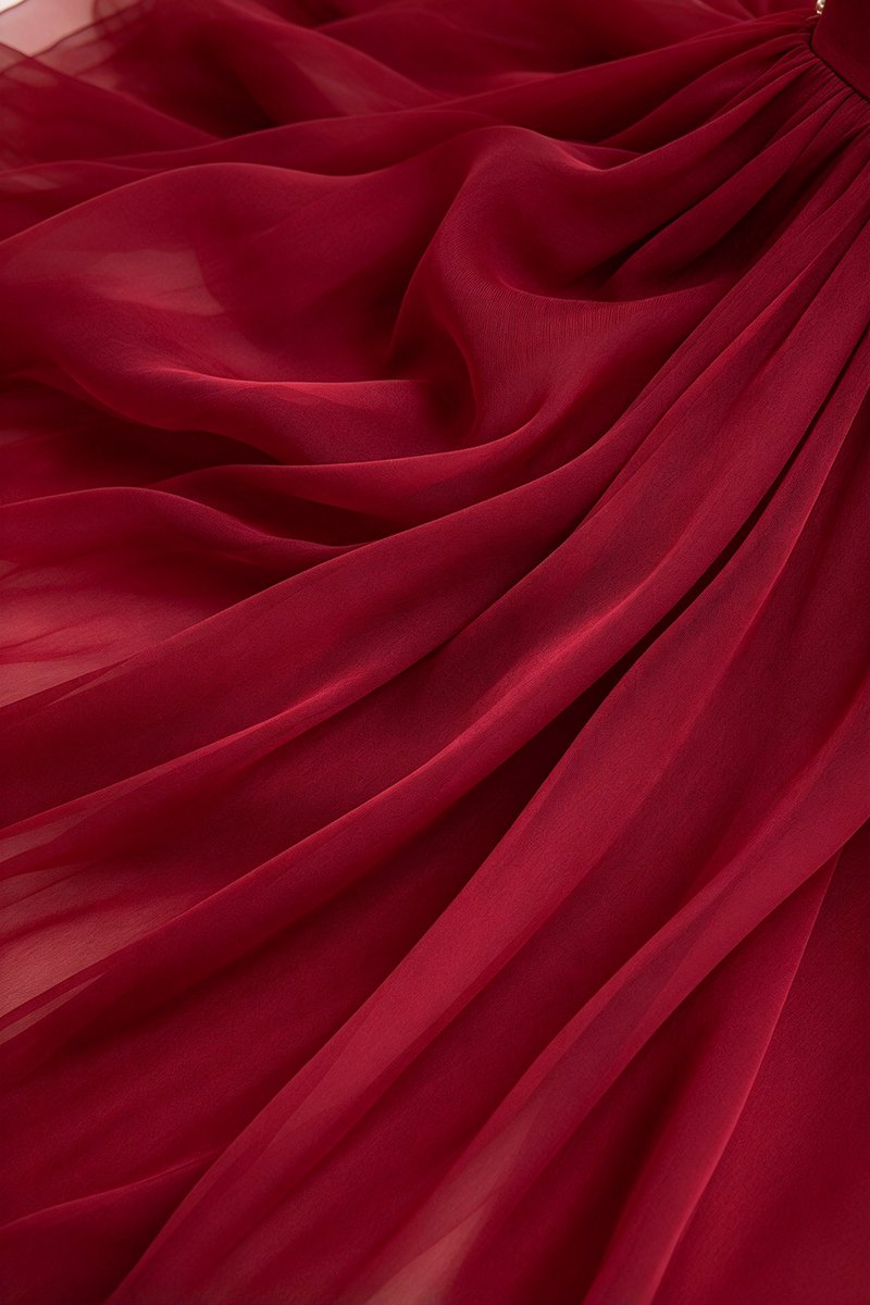 Girls Burgundy Formal Dress with Square Neck