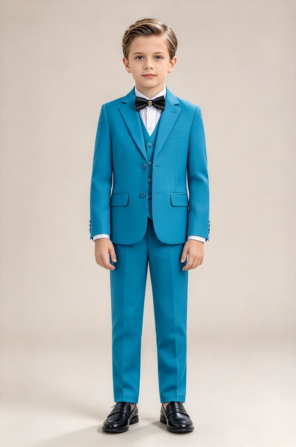 Turquoise 3-Piece Suit Set Single Breasted Formal Outfit