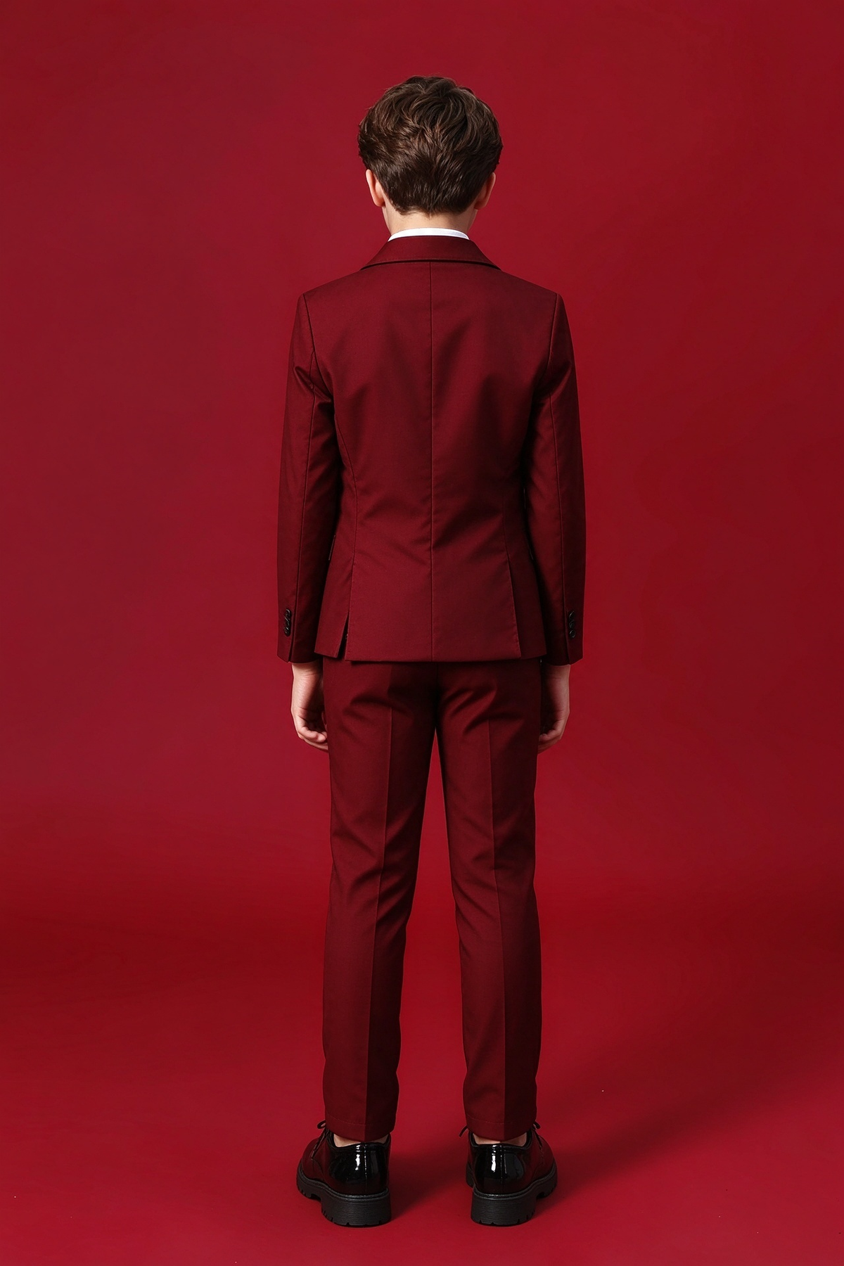 Burgundy 3-Piece Suit Set Single Breasted Formal Outfit