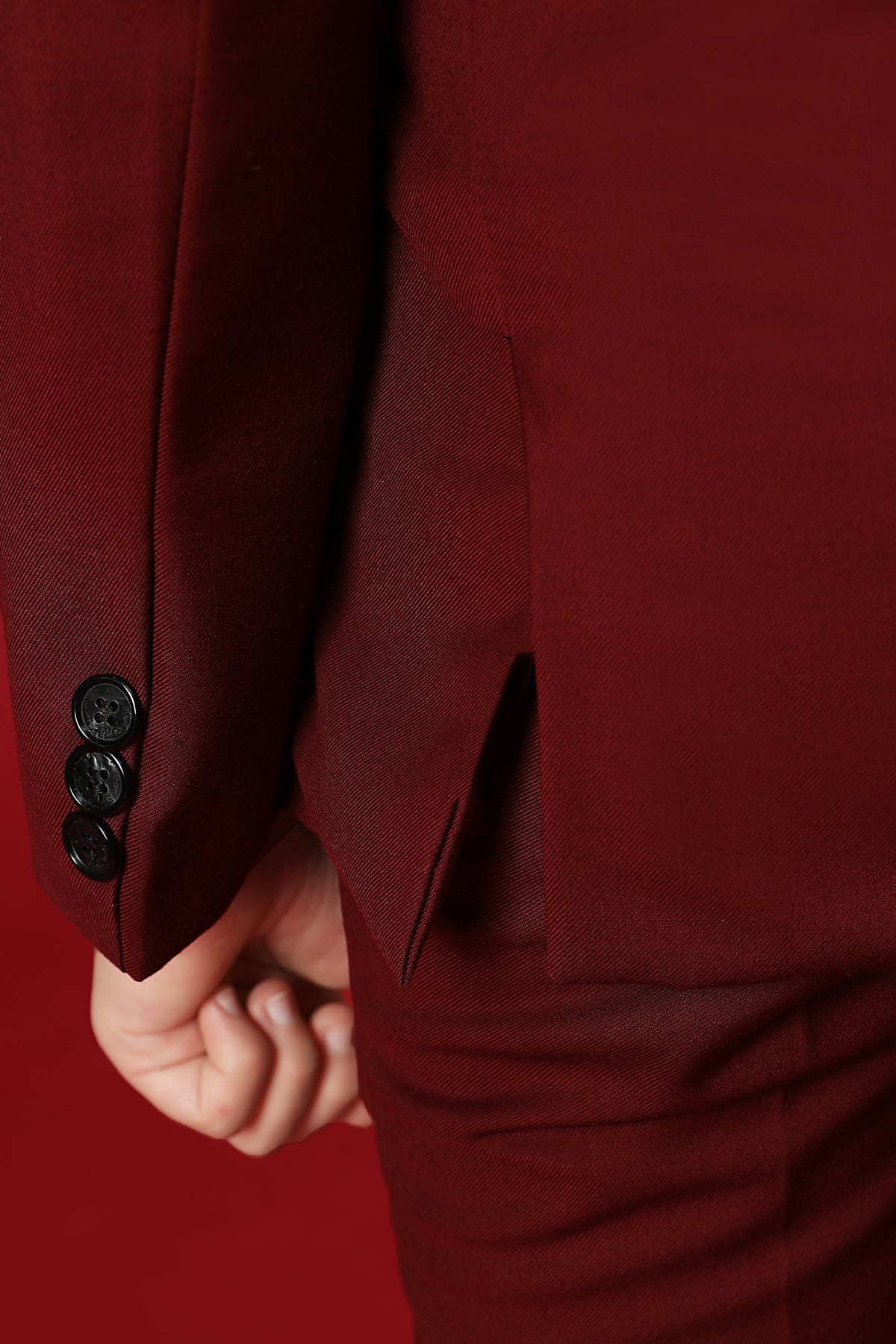 Burgundy 3-Piece Suit Set Single Breasted Formal Outfit