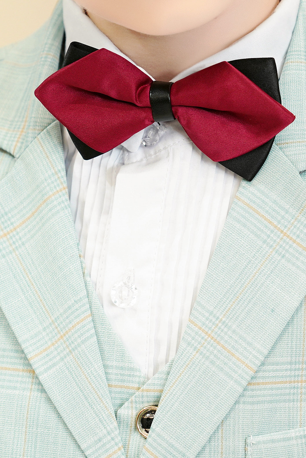 Mint Green Plaid 3-Piece Suit Set Single Breasted Formal Outfit