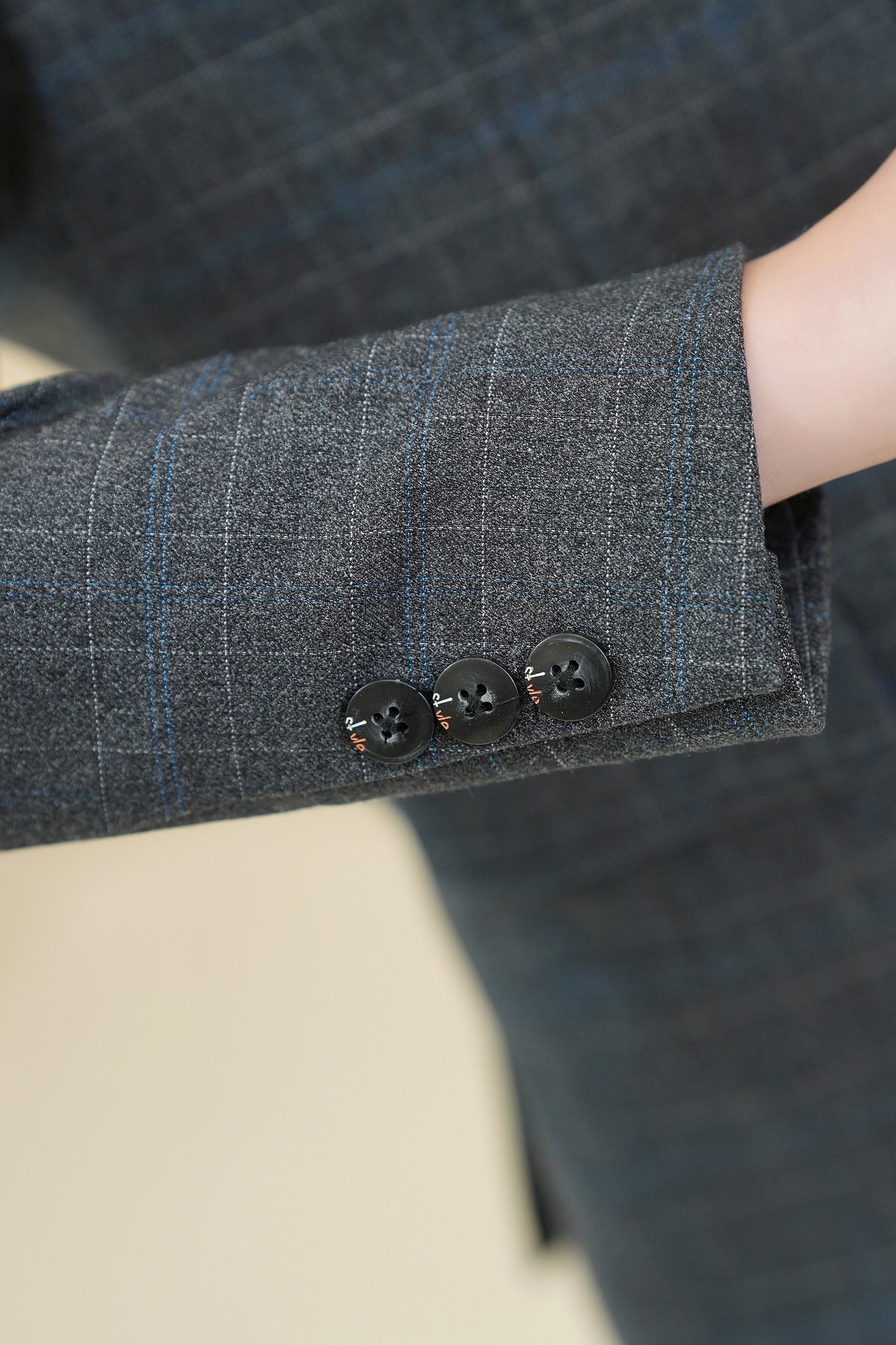 Black Small Plaid 3-Piece Suit Set Single Breasted Formal Outfit