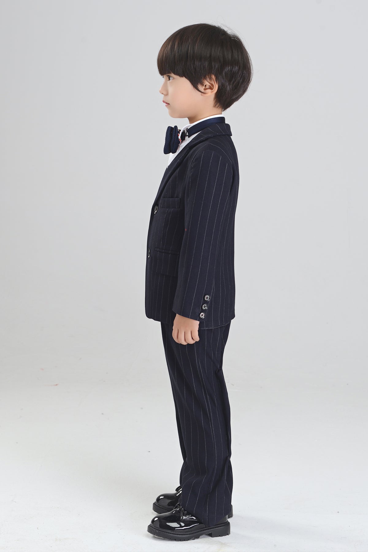 Black Striped 3-Piece Suit Set Single Breasted Formal Outfit