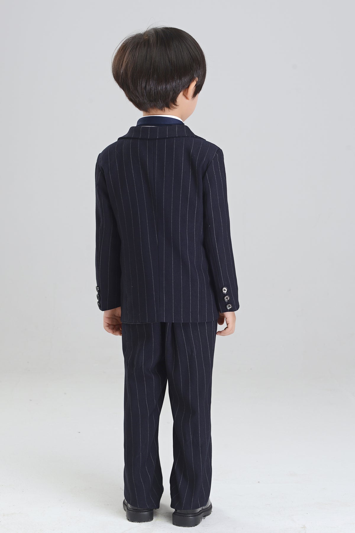 Black Striped 3-Piece Suit Set Single Breasted Formal Outfit