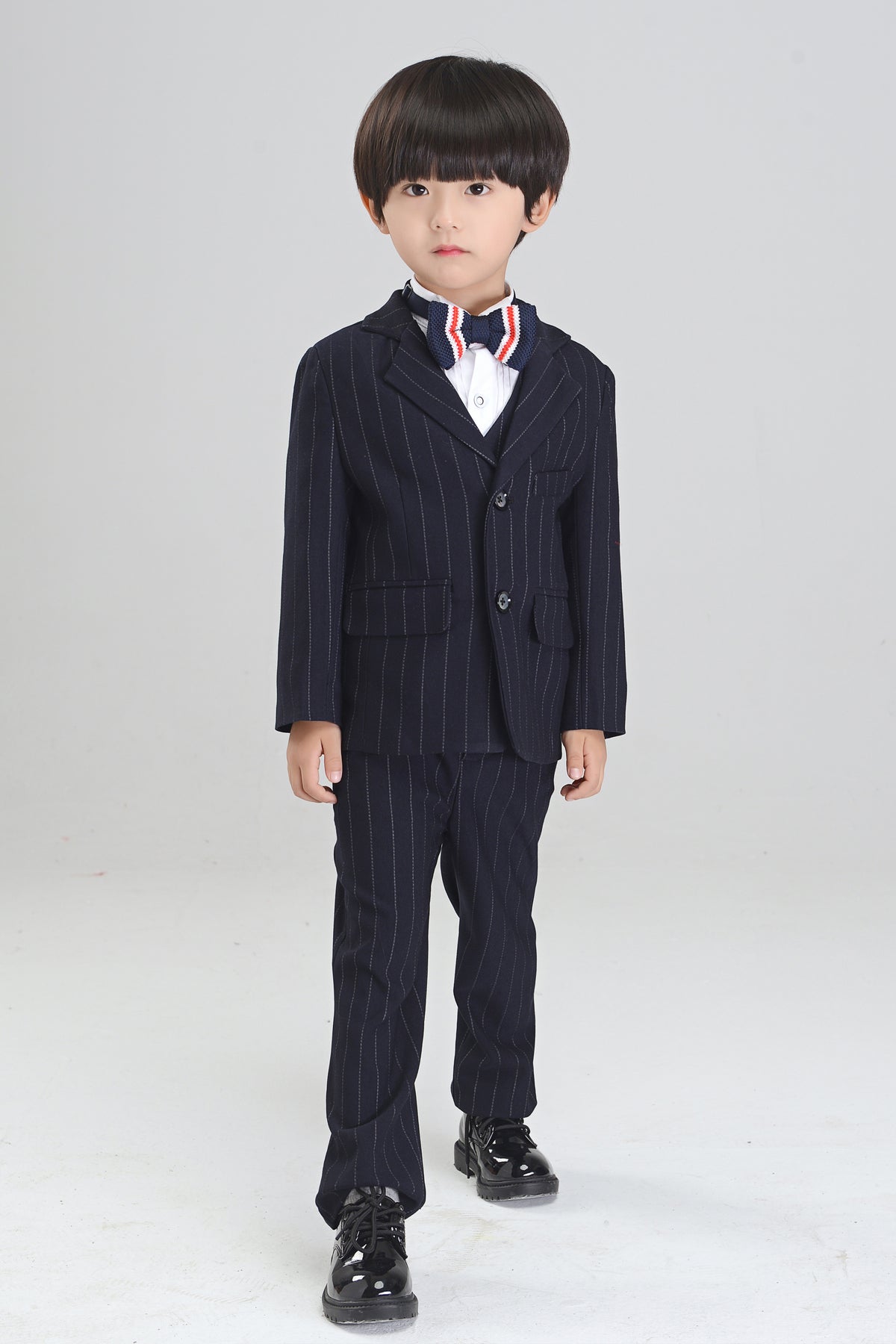 Black Striped 3-Piece Suit Set Single Breasted Formal Outfit