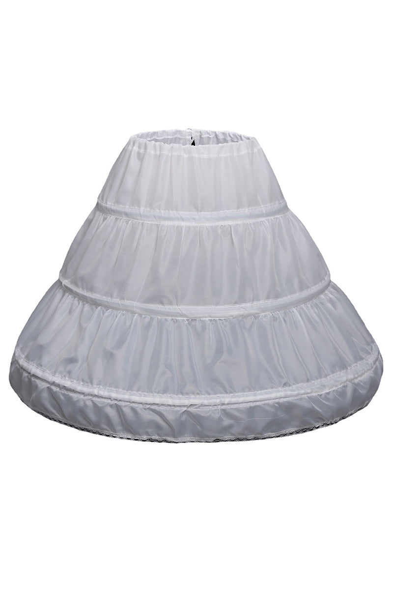 Girls White Tiered Petticoat with Lace Trim