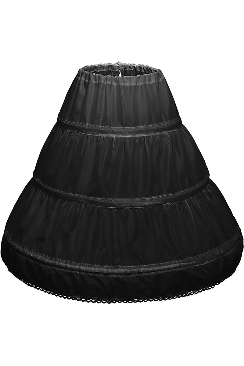 Girls White Tiered Petticoat with Lace Trim
