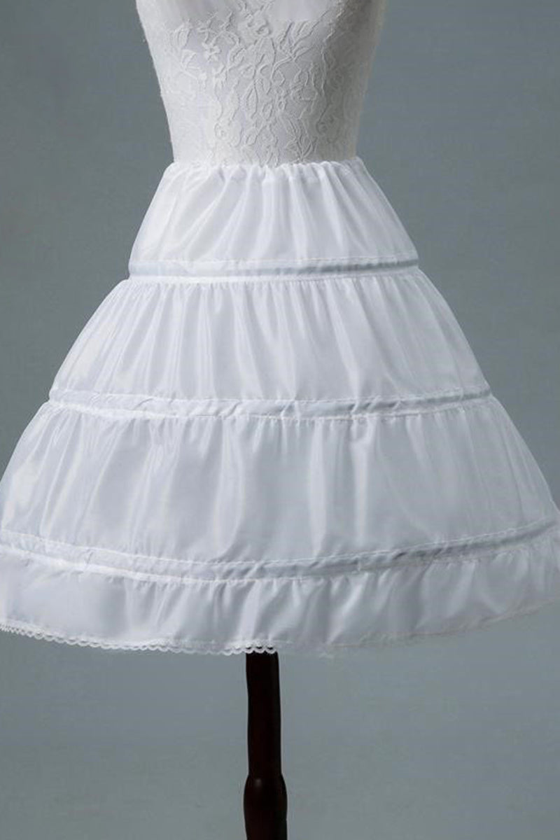 Girls White Tiered Petticoat with Lace Trim