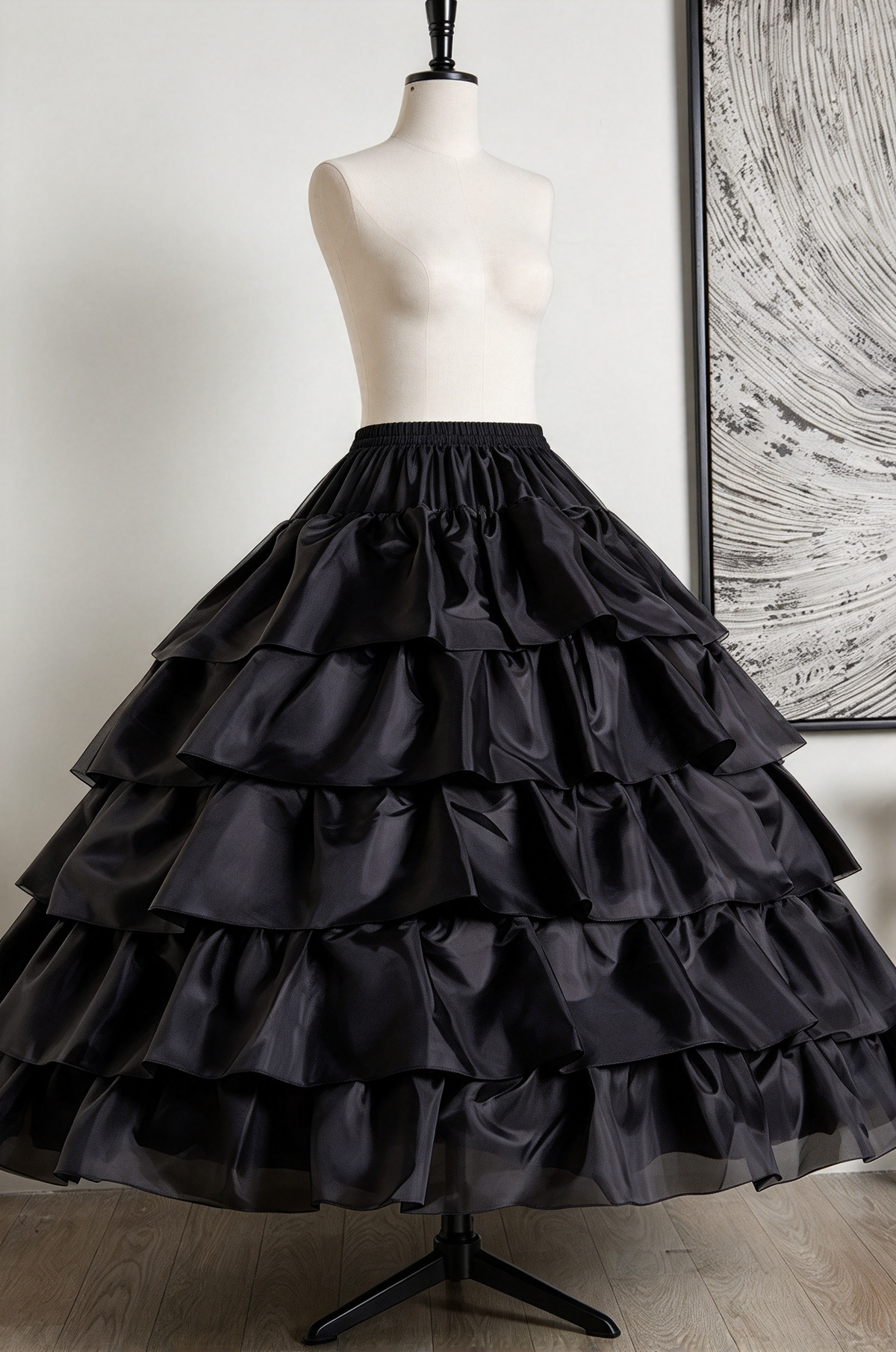 White Organza Ruffled Long Crinoline Petticoat