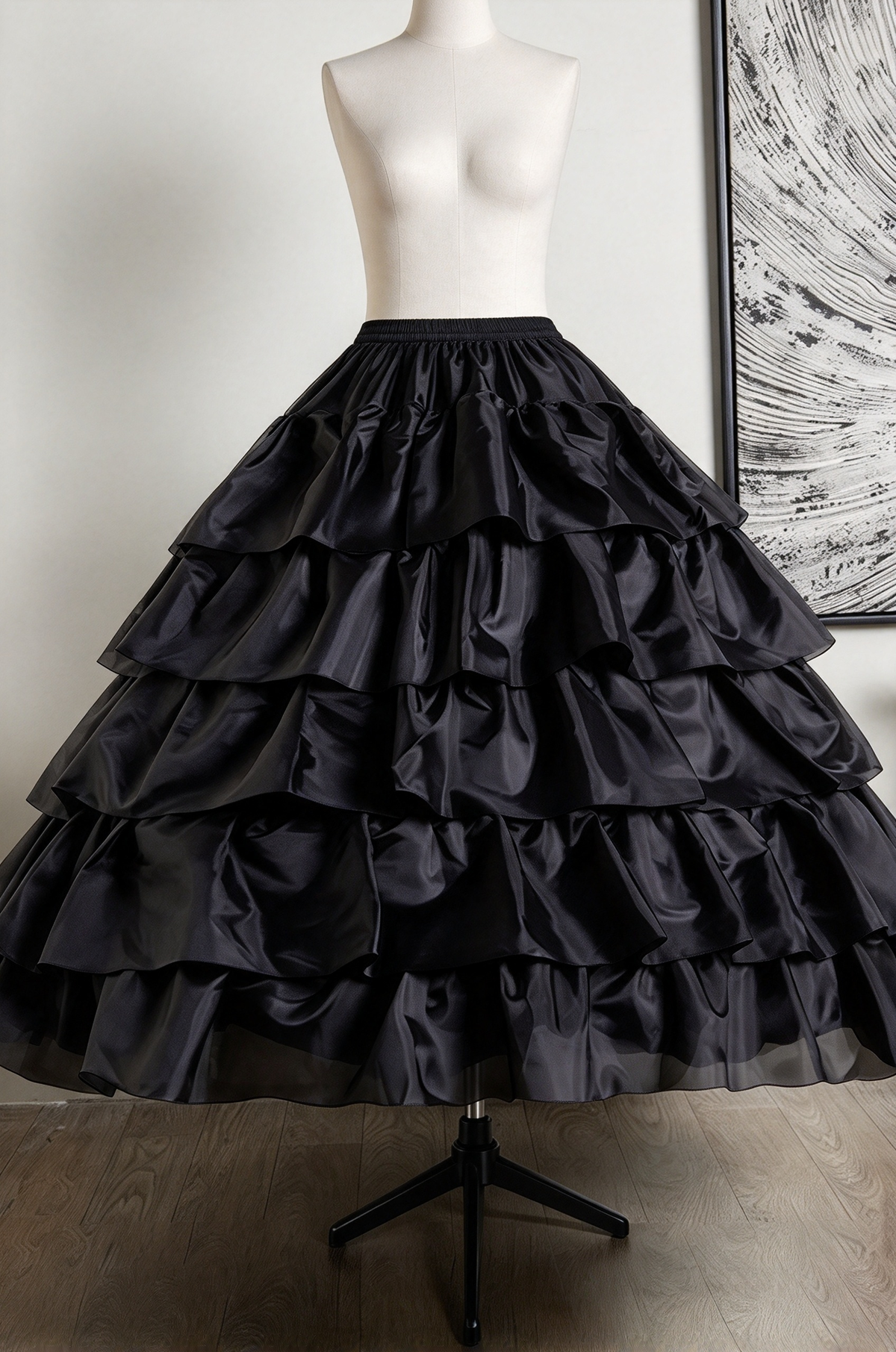 White Organza Ruffled Long Crinoline Petticoat