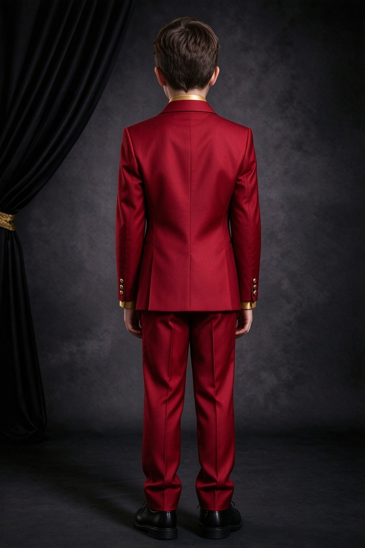 Bright Red & Black Lapel Double Breasted 2-Piece Suit Set