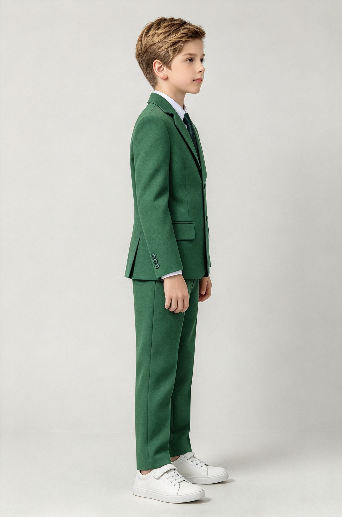 Boys Green Single Breasted 2-Piece Suit Set