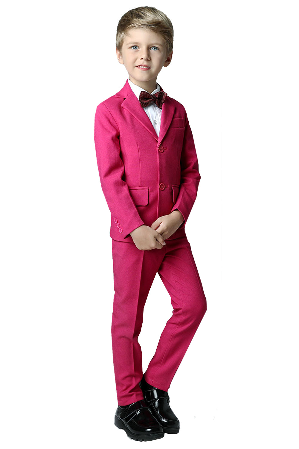 Boys Hot Pink Single Breasted 2-Piece Suit Set