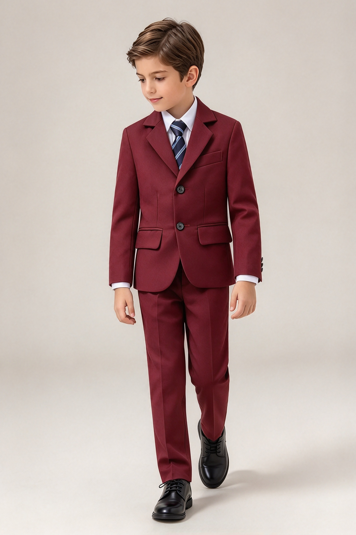 Boys Light Burgundy Single Breasted 2-Piece Suit Set