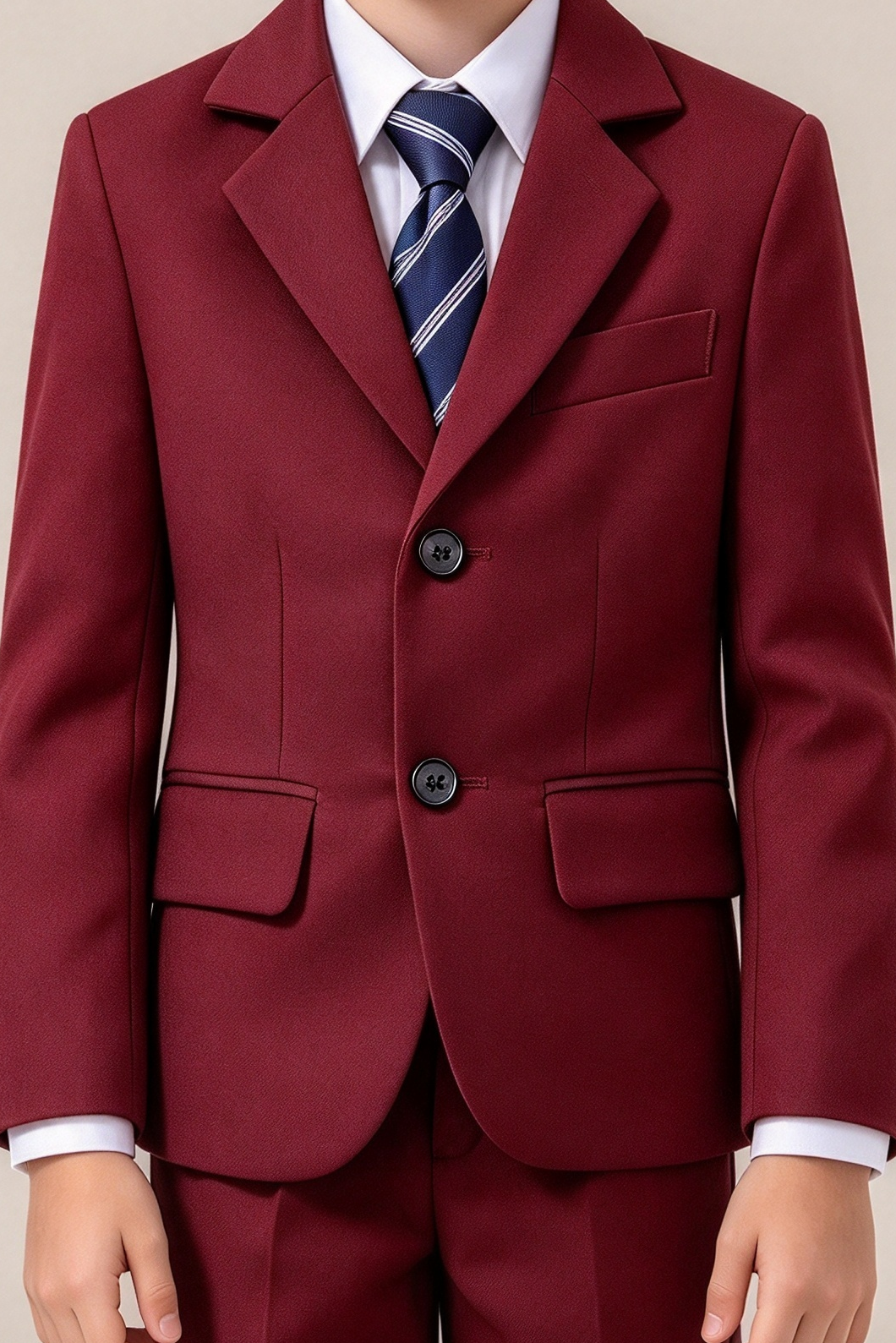Boys Light Burgundy Single Breasted 2-Piece Suit Set