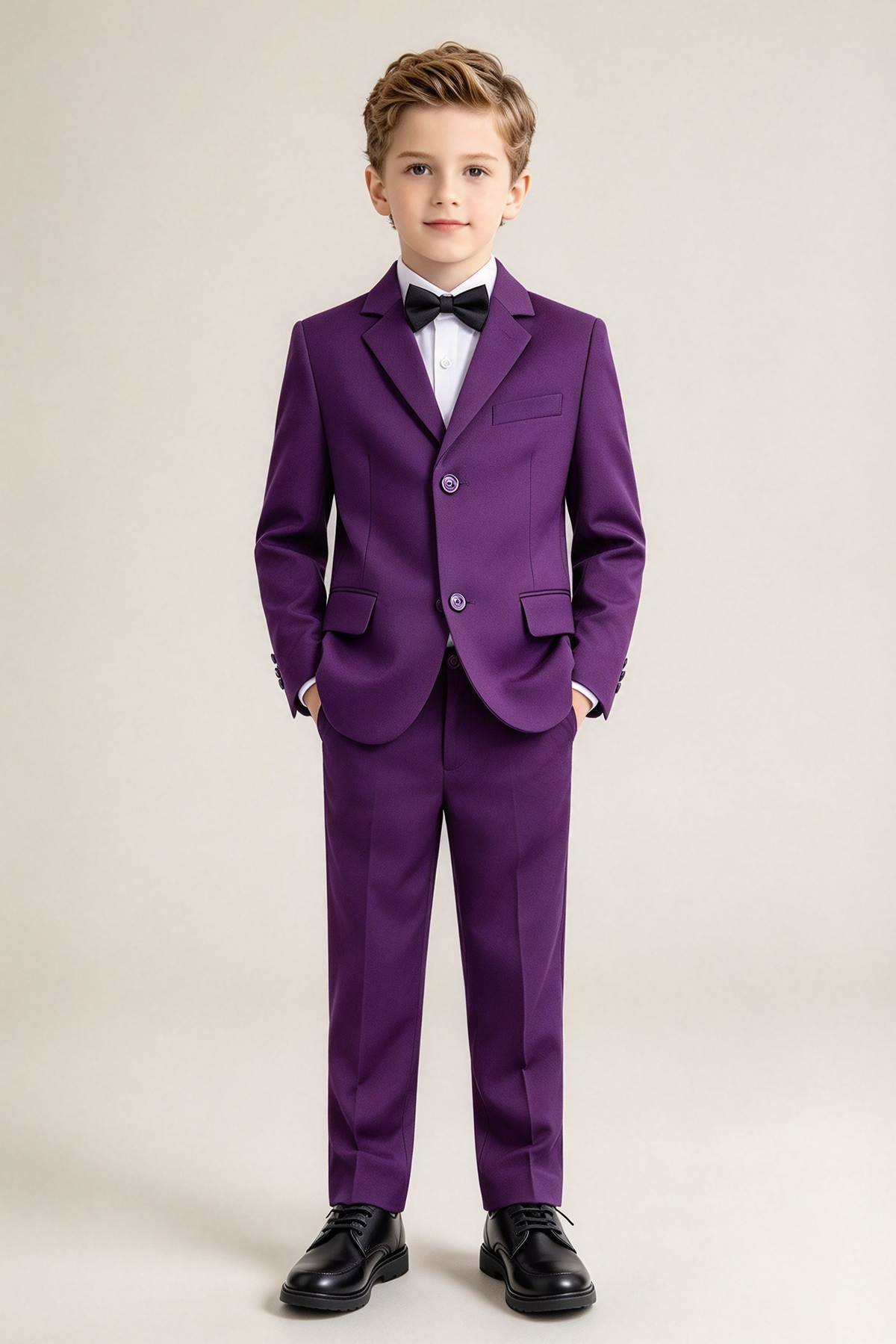 Boys Purple Single Breasted 2-Piece Suit Set