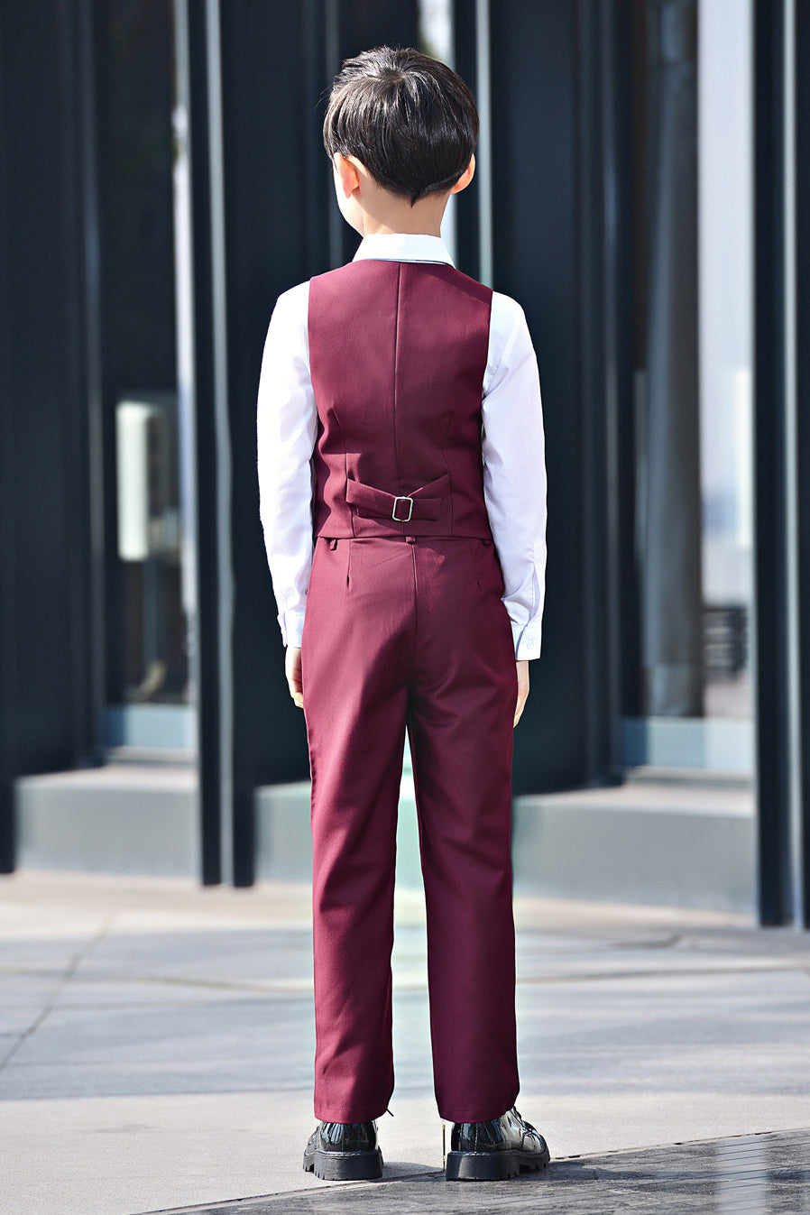 Boys Light Burgundy Single Breasted Vest 2-Piece Suit Set