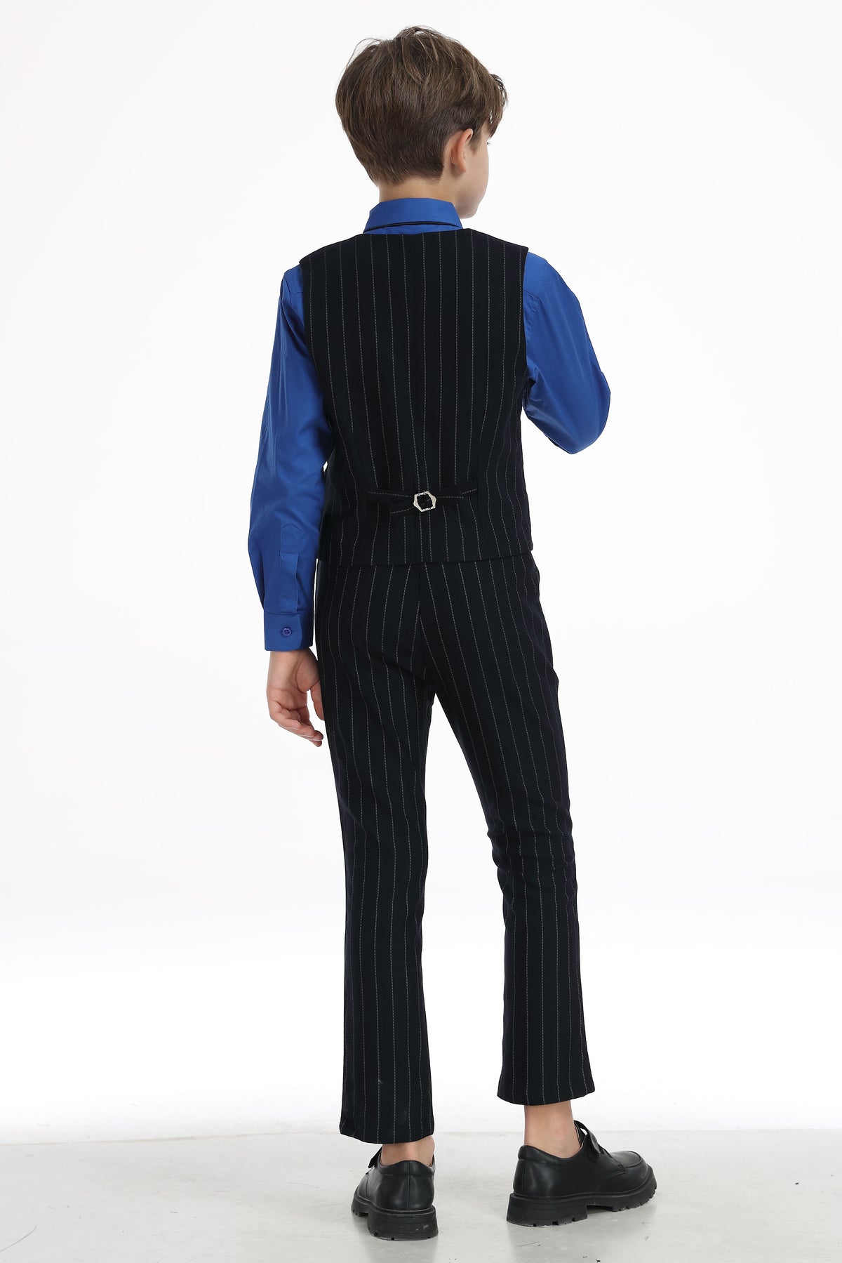 Boys Dark Navy Pinstripe Single Breasted Vest 2-Piece Suit Set
