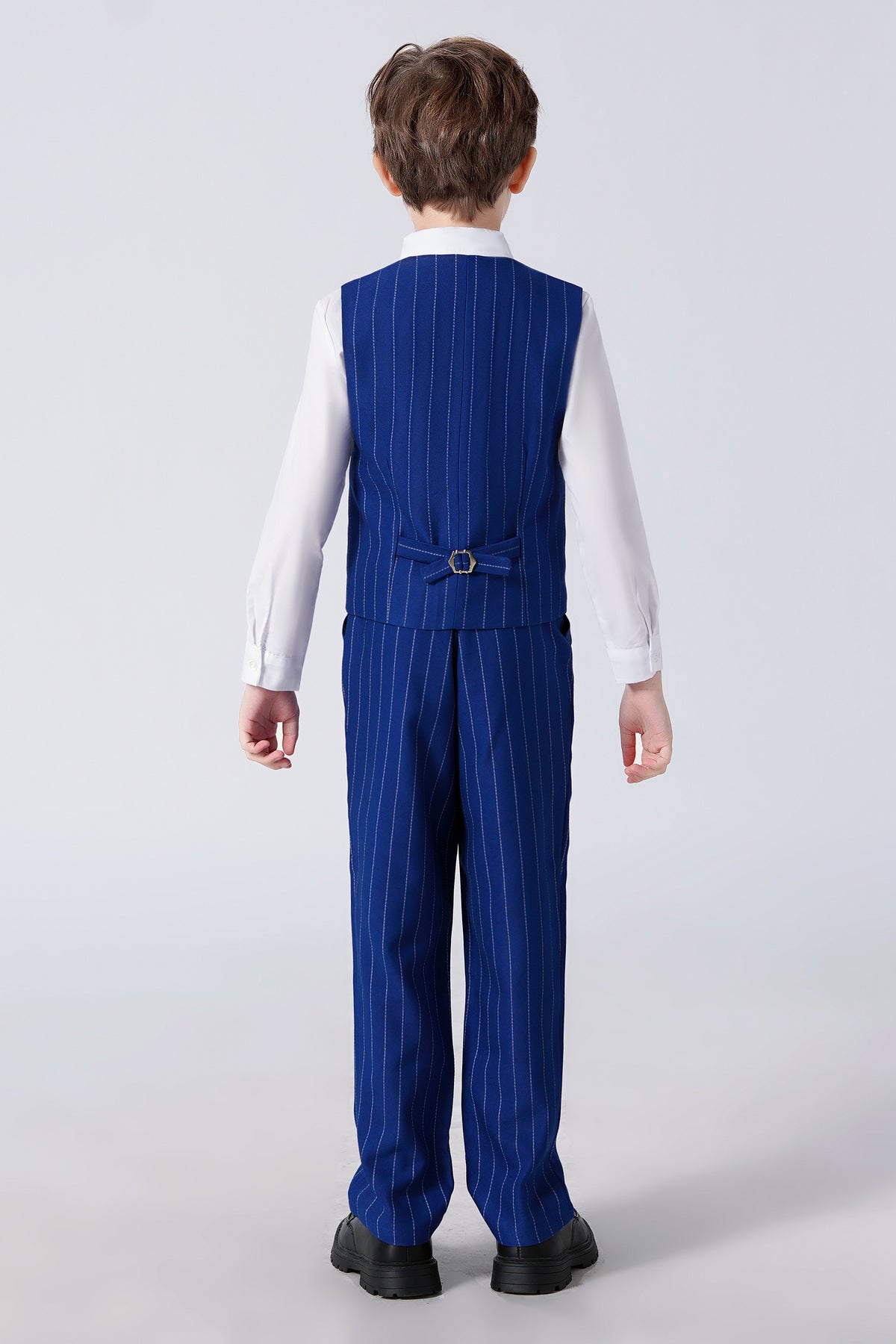 Boys Royal Blue Pinstripe Single Breasted Vest 2-Piece Suit Set