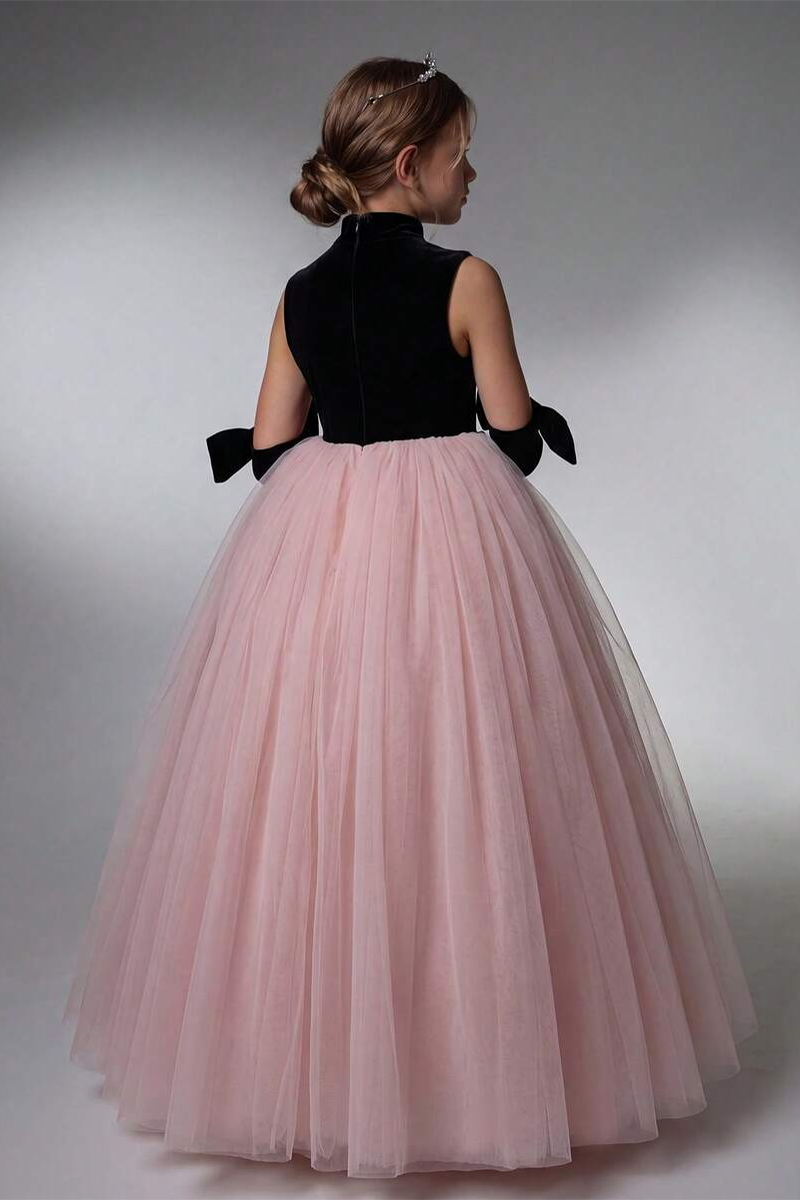 Girls Black and Dusty Pink Tulle Dress