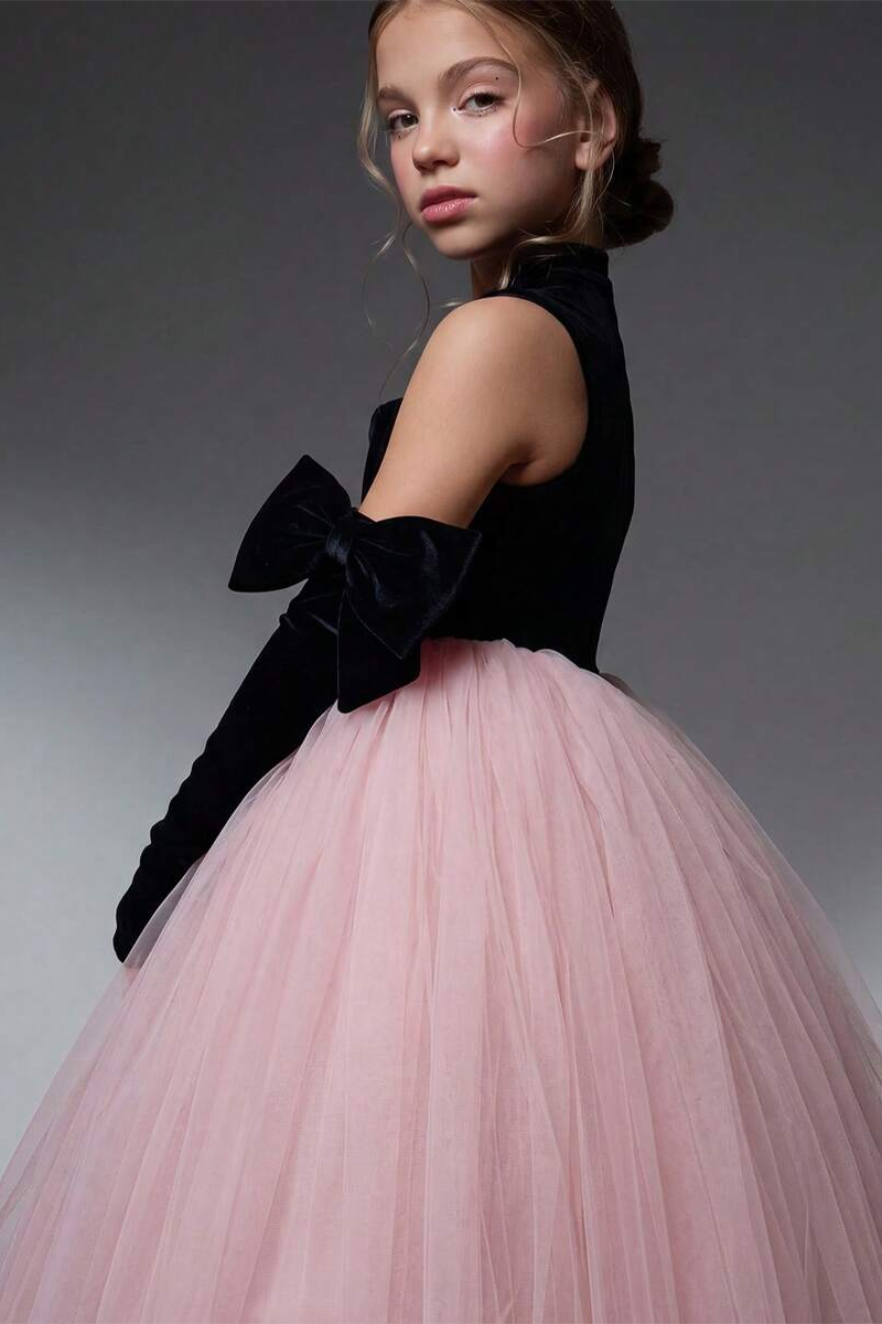 Girls Black and Dusty Pink Tulle Dress